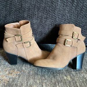 Tan Booties (Size10) with buckle detail